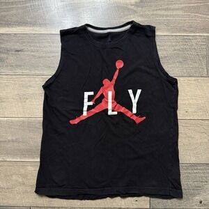 Y2K Air Jordan Jumpman FLY Graphic Cutoff Tank Top Sleeveless Tee‎ Fits Mens S/M